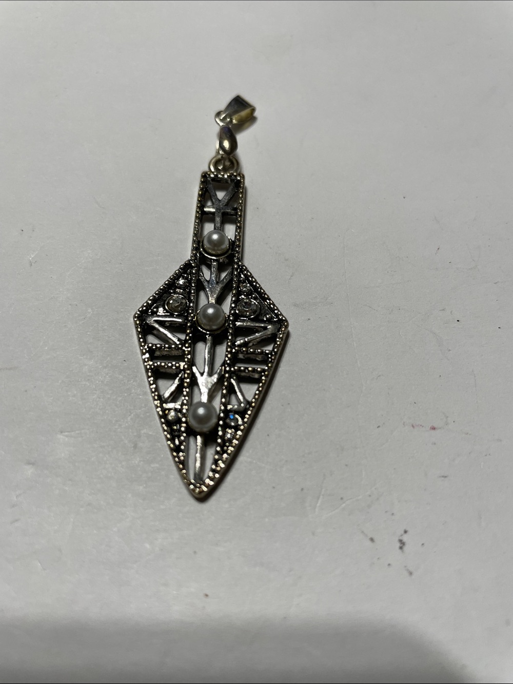 18 KGP SilverMarcasite Abstract  Pearl Accent Pendant    8/11/6